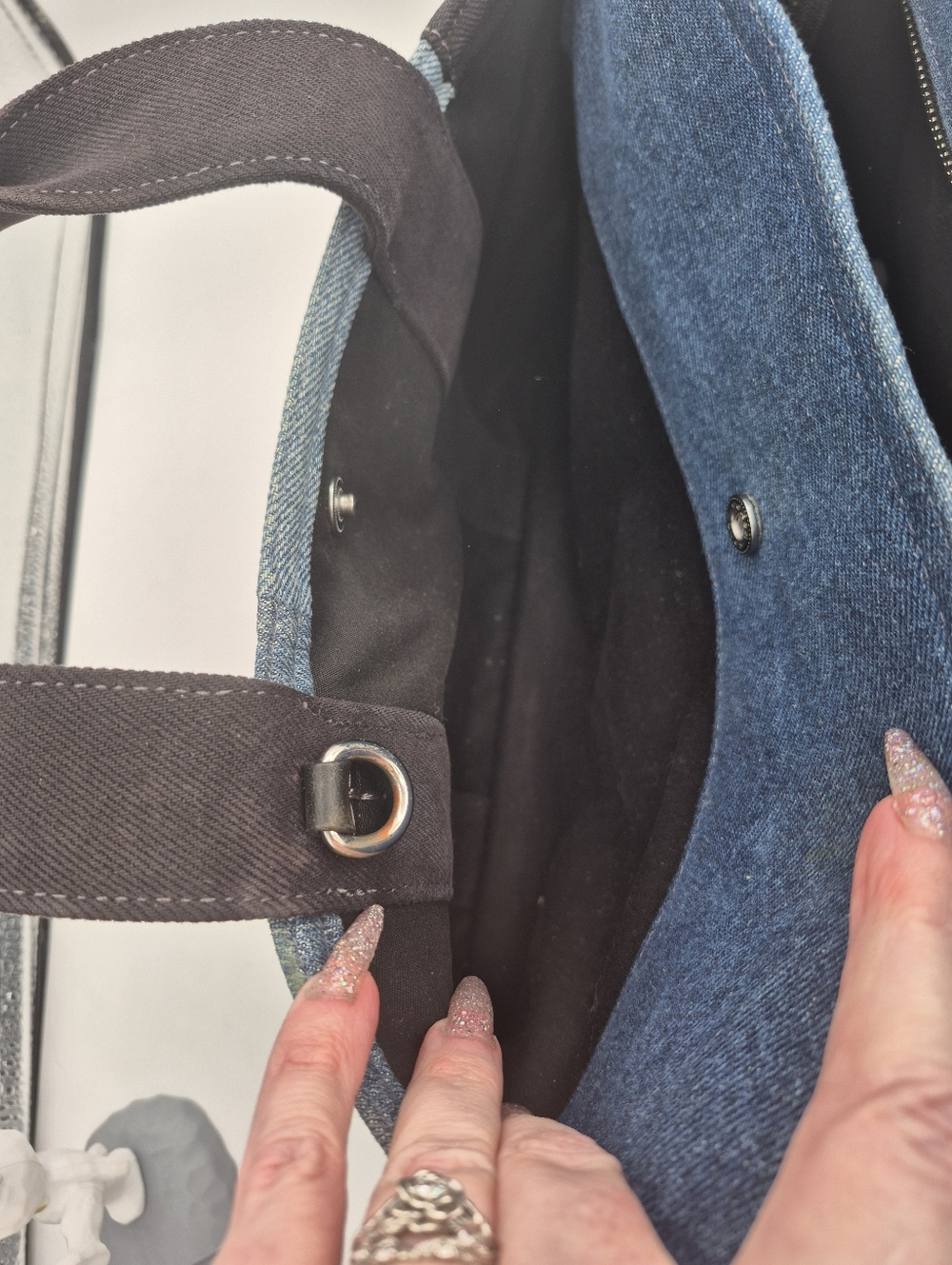 Coach Medium Patchwork Denium Cargo Tote/crossbody Bag - Picture 9 of 10